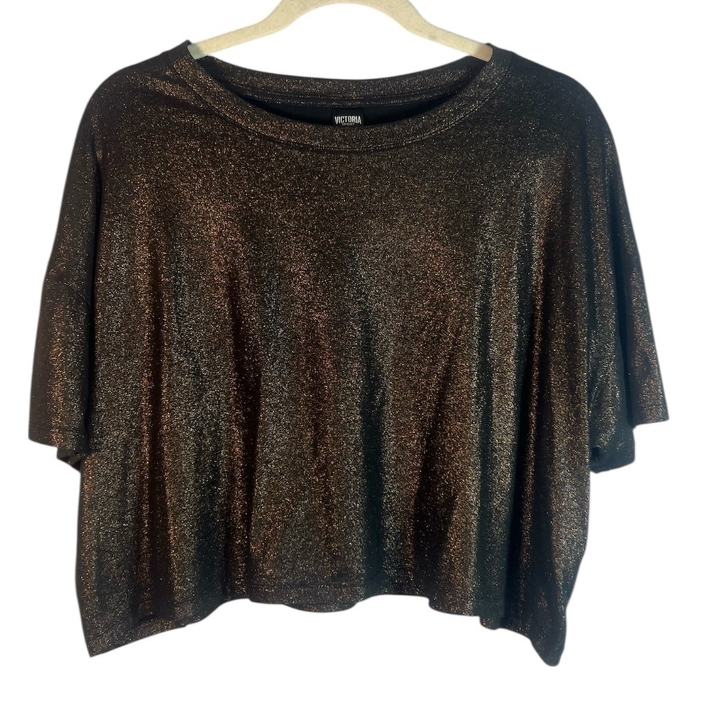 Victoria’s Secret Sport Shimmery Brown Cropped Workout Boxy Top XL